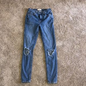 Free People Hi Rise Busted Knee Jeans